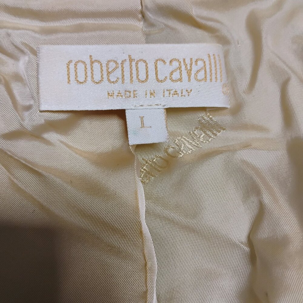Roberto Cavalli Vintage SS2001 Collection Teal Gold Cupro Denim Blazer RARE - Picture 8 of 14